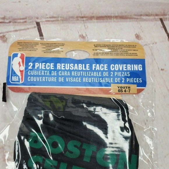NBA Celtics Mask 2 Piece Reusable Face Covering Youth OS 4-7 - Picture 3 of 11